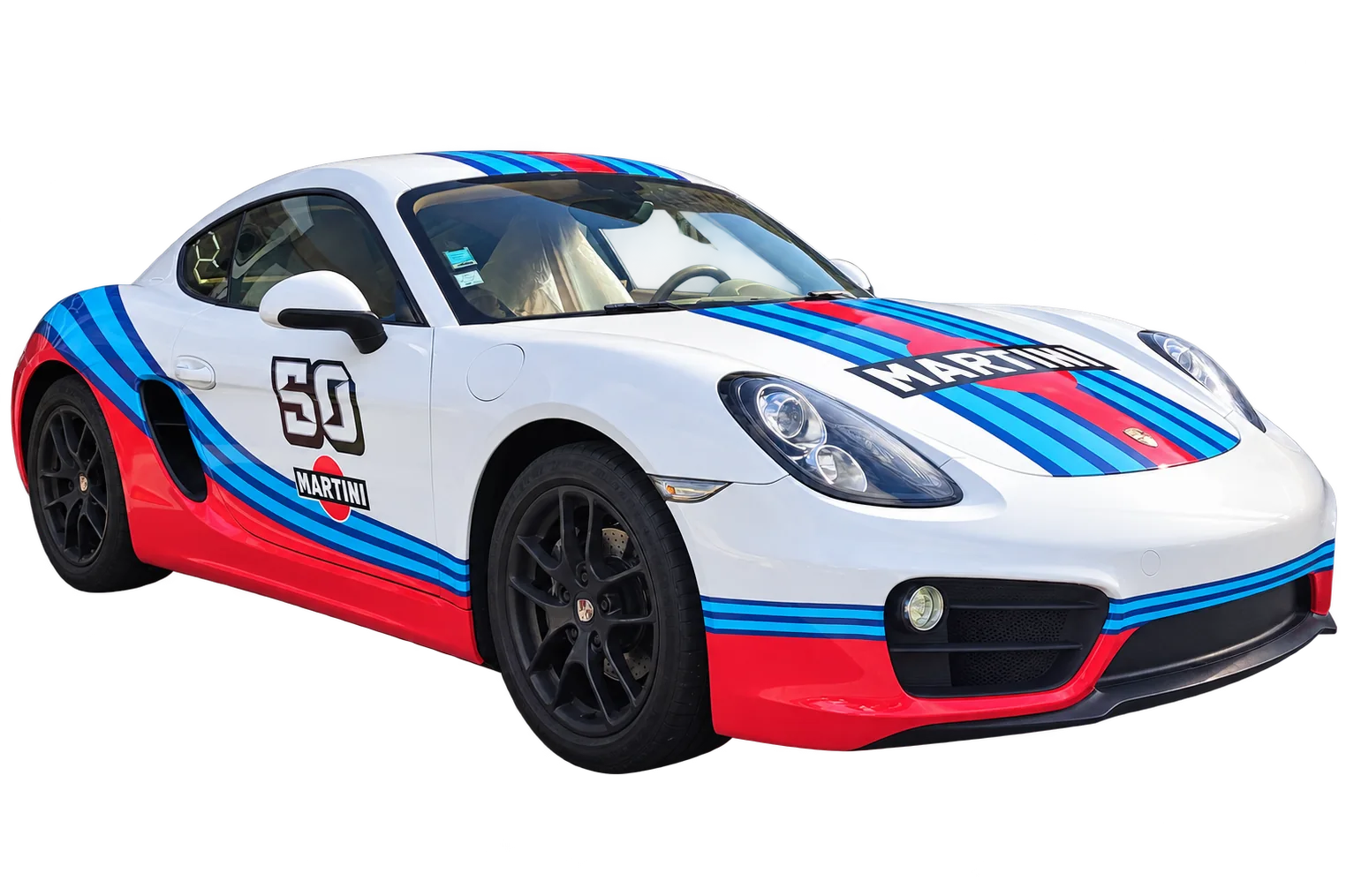 Porsche personnalisée avec décoration Martini